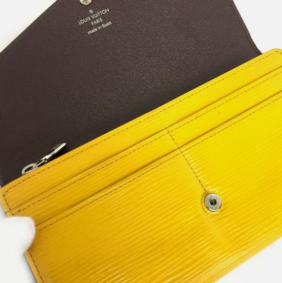 AUTHENTIC LOUIS VUITTON EPI PORTE FEIULLE SARAH BICOLOR LONG BIFOLD WALLET/D1447